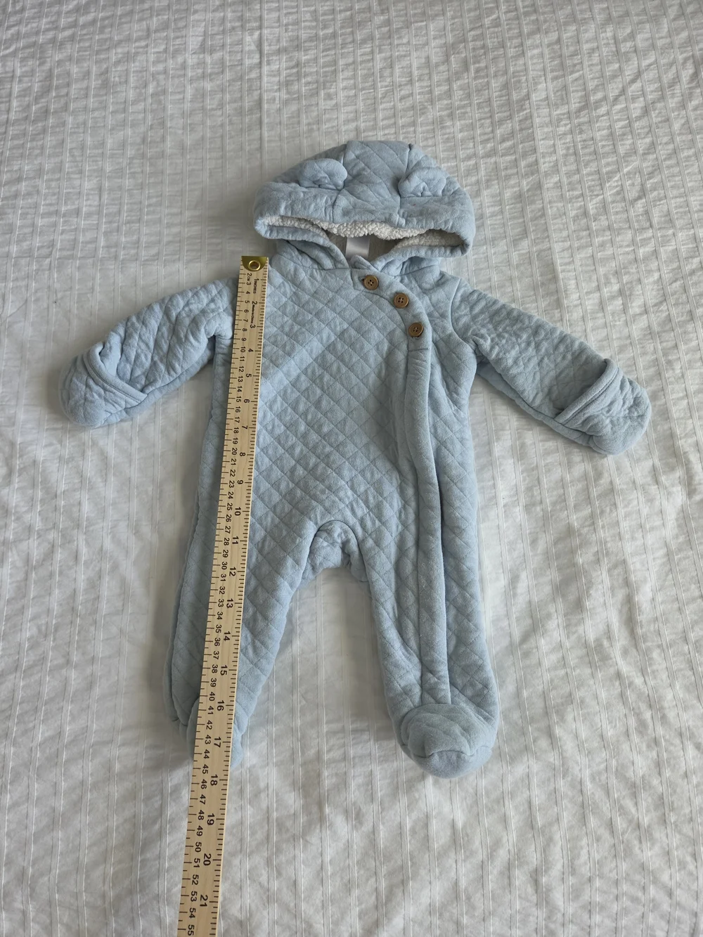 Carter's Baby Quilted Pram Snowsuit 3 Months Blue Hooded Bunting Sherpa Lined